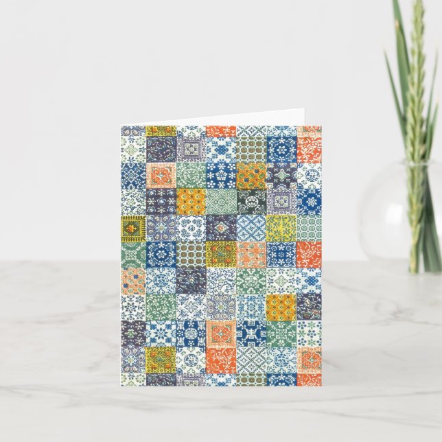 Vintage Patchwork Fabric Note Card (Front)
