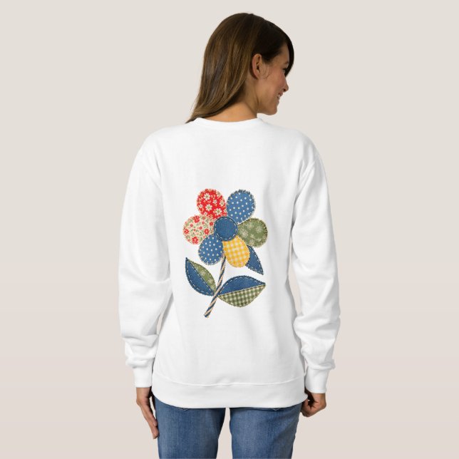 Vintage Patchwork Flower Back Print Sweatshirt (Back Full)