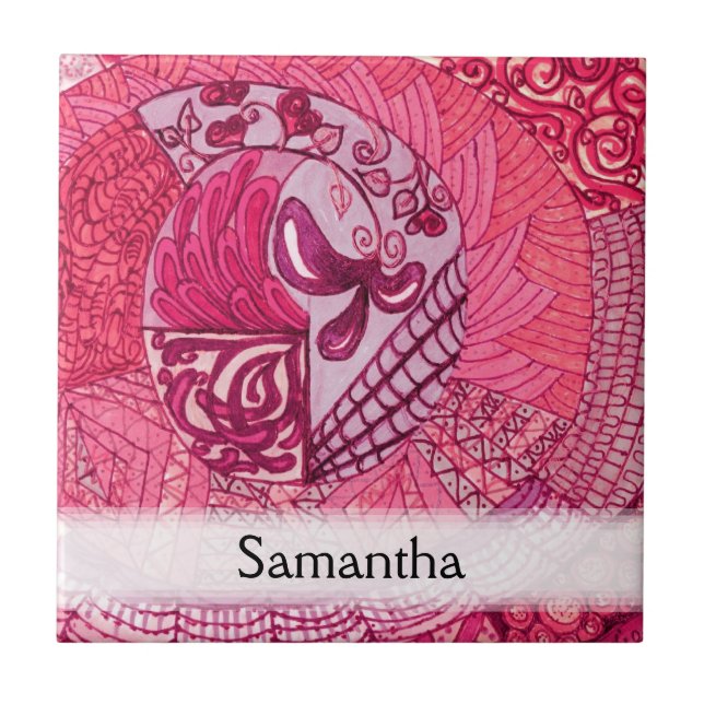 Vintage Patchwork - Hot pink Tile (Front)