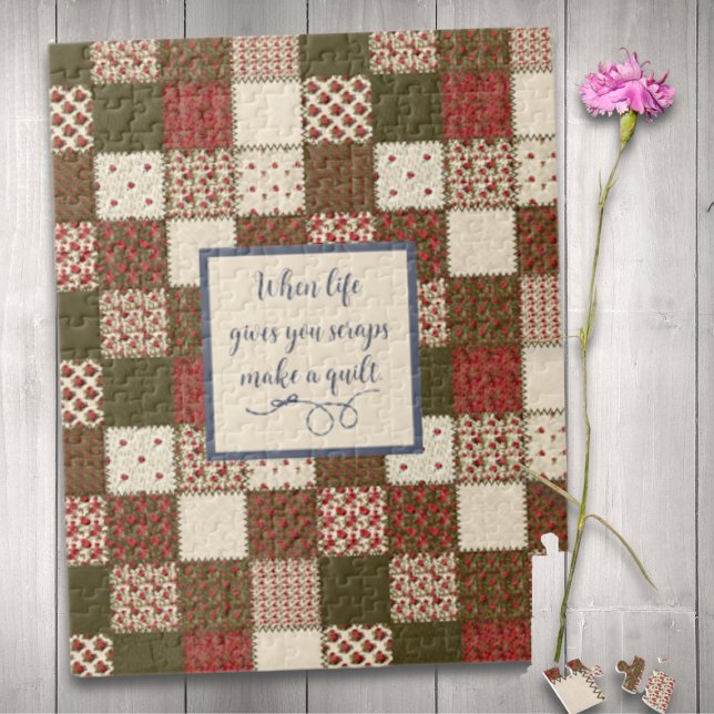 Vintage Patchwork Print Rustic Reds Jigsaw Puzzle (Creator Uploaded)