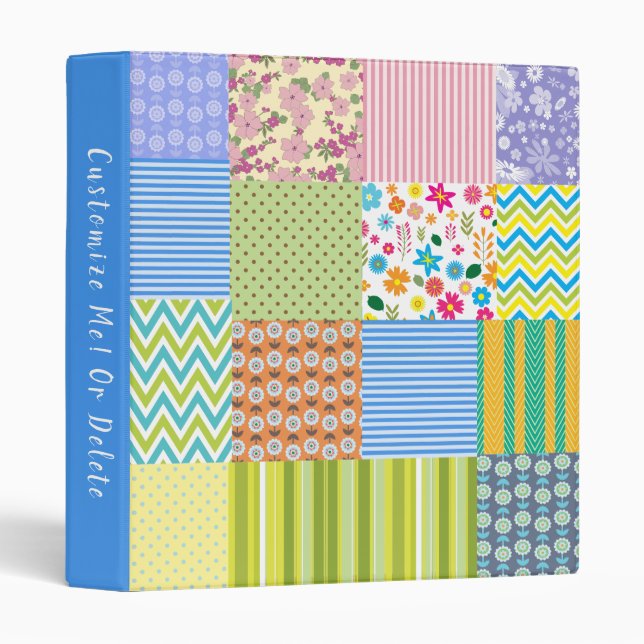 Vintage Patchwork Quilt Pattern Retro Personalized Binder (Front/Spine)