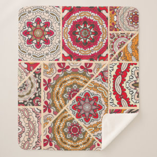 Vintage patchwork quilt pattern. Vintage decorativ Sherpa Blanket