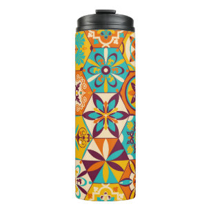 vintage patchwork quilt pattern. Vintage decorativ Thermal Tumbler