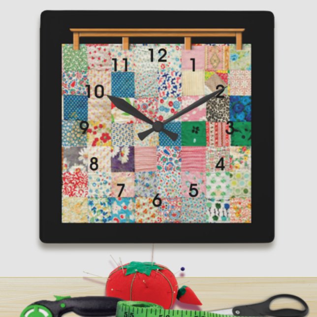 Vintage Patchwork Quilt Square Wall Clock (Creator Uploaded)