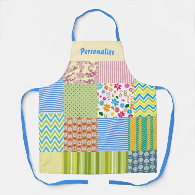 Vintage Patchwork Quilt Women's Sewing Personalize Apron (Front)