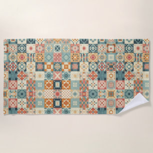 Vintage, patchwork quilted look beach towel