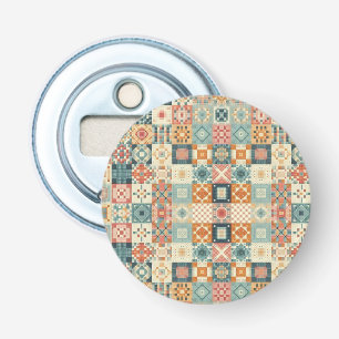 Vintage, patchwork quilted look bottle opener