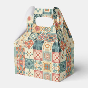 Vintage, patchwork quilted look favor box