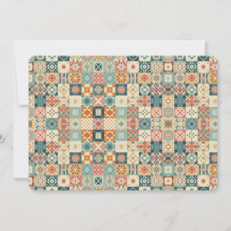 Vintage, patchwork quilted look holiday card