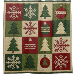 Vintage, patchwork quilted look rustic Christmas