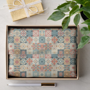 Vintage, patchwork quilted look tissue paper