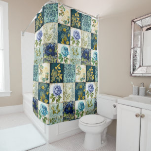 Vintage Patchwork Style Shower Curtain