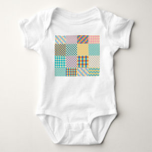 Vintage Patchwork: Textile Seamless Background Baby Bodysuit