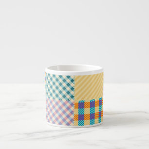 Vintage Patchwork: Textile Seamless Background Espresso Cup