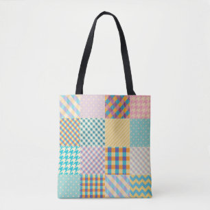 Vintage Patchwork: Textile Seamless Background Tote Bag