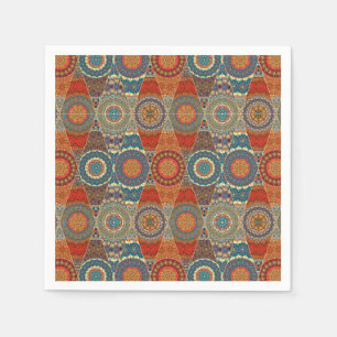Vintage patchwork with floral mandala elements napkin
