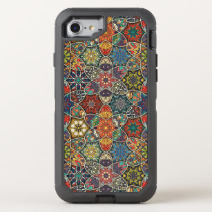 Vintage patchwork with floral mandala elements OtterBox defender iPhone 8/7 case