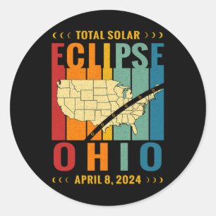 Vintage Path Of Totality Solar Eclipse April 8 202 Classic Round Sticker