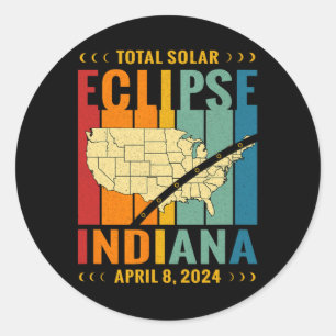 Vintage Path Of Totality Solar Eclipse April 8 202 Classic Round Sticker