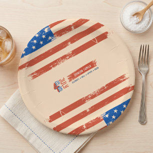 Vintage Patriotic 4th of July BBQ Independence Day Paper Plate