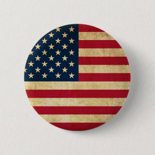 Vintage Patriotic American Flag 2 Inch Round Button