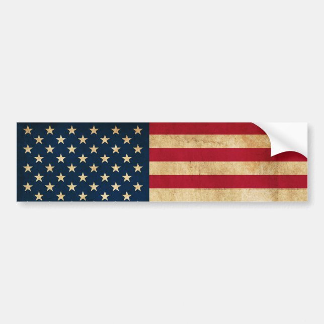 Vintage Patriotic American Flag Bumper Sticker (Front)
