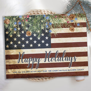 Vintage Patriotic American Flag Corporate Business Holiday Postcard