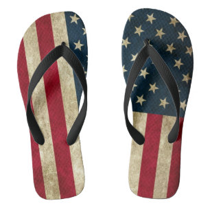 Vintage Patriotic American Flag Flip Flops
