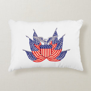 Vintage Patriotic American Flag, Fourth of July Accent Pillow