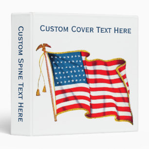 Vintage Patriotic American Flag, Fourth of July Binder