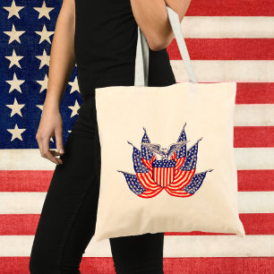 Vintage Patriotic American Flag, Fourth of July Tote Bag