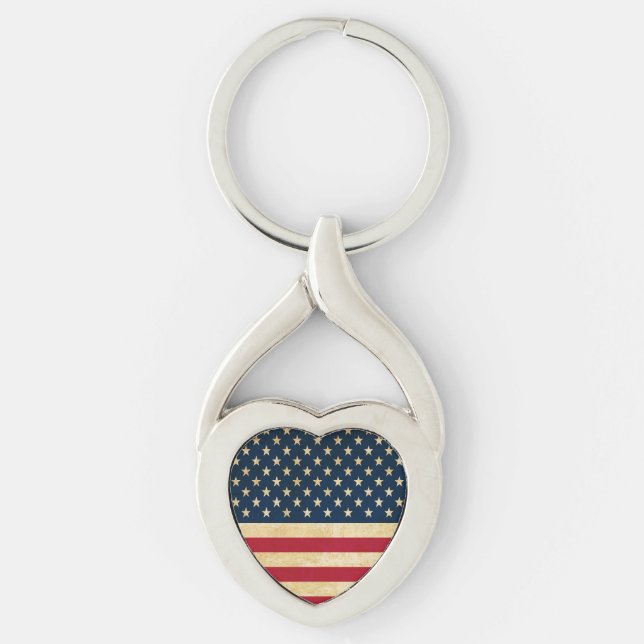 Vintage Patriotic American Flag Keychain (Front)