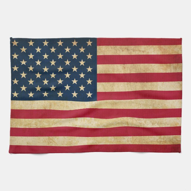 Vintage Patriotic American Flag Kitchen Towel (Horizontal)