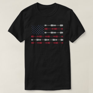 Vintage Patriotic American Flag Piston Muscle Car T-Shirt