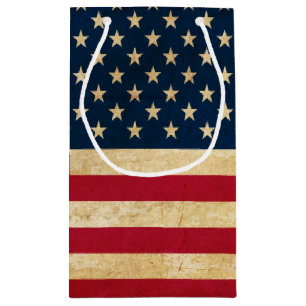 Vintage Patriotic American Flag Small Gift Bag