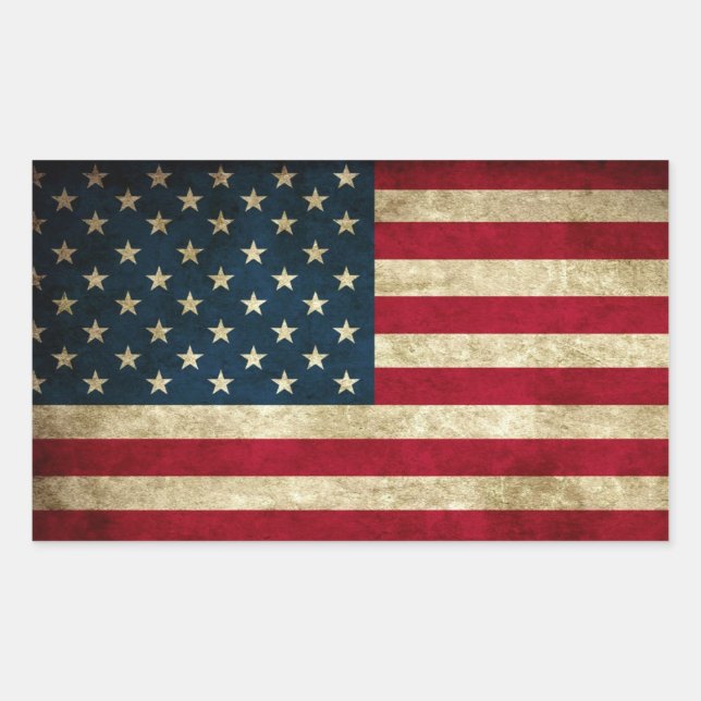 Vintage Patriotic American Flag Sticker (Front)