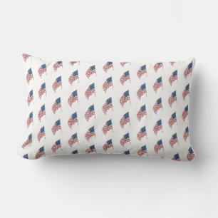 Vintage Patriotic American Flag Waving in the Wind Lumbar Pillow