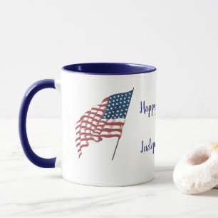 Vintage Patriotic American Flag Waving in the Wind Mug
