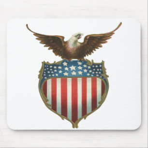 Vintage Patriotic, Bald Eagle with American Flag Mouse Pad