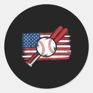 Vintage Patriotic Baseball 4th Of July Usa America Classic Round Sticker