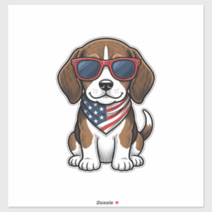 Vintage Patriotic Beagle Puppy Sunglasses Shirt_1