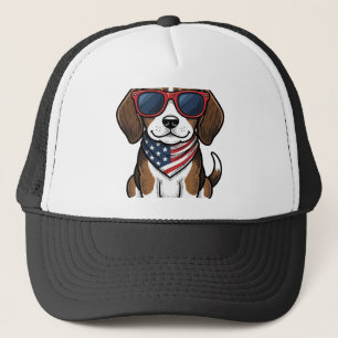 Vintage Patriotic Beagle Puppy Sunglasses Shirt_1 Trucker Hat