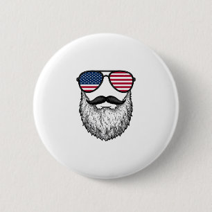 Vintage Patriotic Beard Sunglasses Graphic Shirt_1 2 Inch Round Button