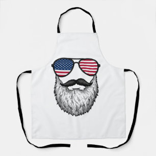 Vintage Patriotic Beard Sunglasses Graphic Shirt_1 Apron