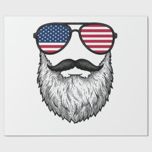Vintage Patriotic Beard Sunglasses Graphic Shirt_1 Wrapping Paper