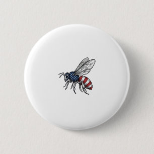 Vintage Patriotic Bee Vector Graphic Shirt Design_ 2 Inch Round Button