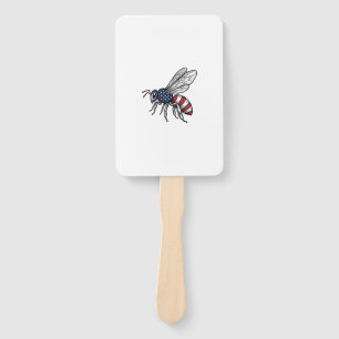 Vintage Patriotic Bee Vector Graphic Shirt Design_ Hand Fan