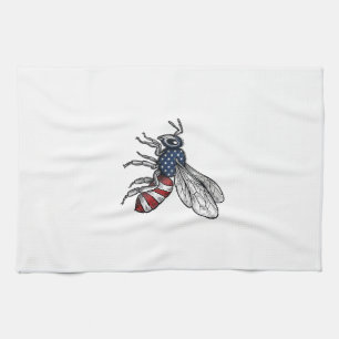 Vintage Patriotic Bee Vector Graphic Shirt Design_ Kitchen Towel