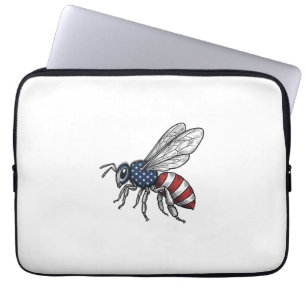 Vintage Patriotic Bee Vector Graphic Shirt Design_ Laptop Sleeve