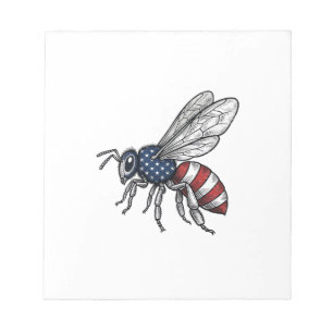Vintage Patriotic Bee Vector Graphic Shirt Design_ Notepad